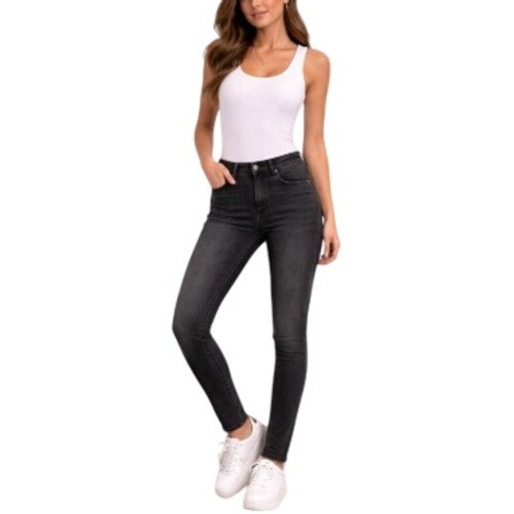 7 For All Mankind Women's Black Sequined Pocket Roxanne Skinny Jeans Size 28 - Picture 1 of 11